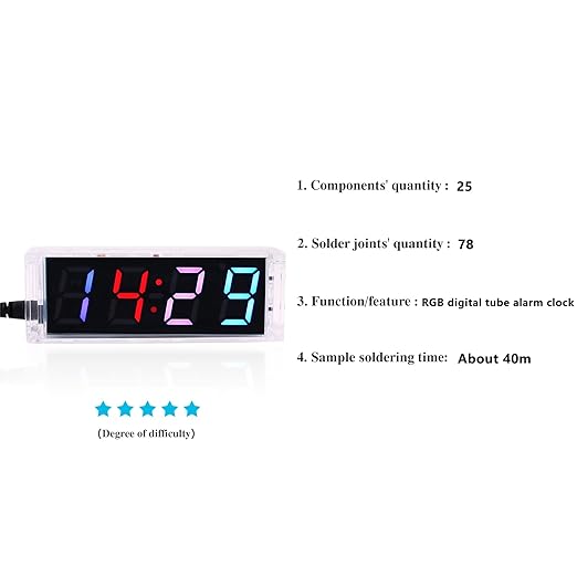 Soldering Practice Kit DIY RGB Digital Tube Adjustable Multifunctional Alarm - Image 2
