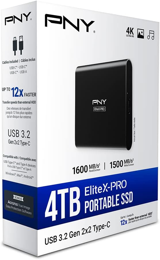 PNY EliteX-PRO 4TB USB 3.2 Gen 2x2 Type-C Portable Solid State Drive – - Image 9