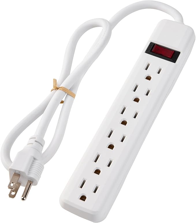 6-Outlet Surge Protector – 250 Joules, 2ft Cord, 1875W Max – Right Angle Plug by PowerEnvy