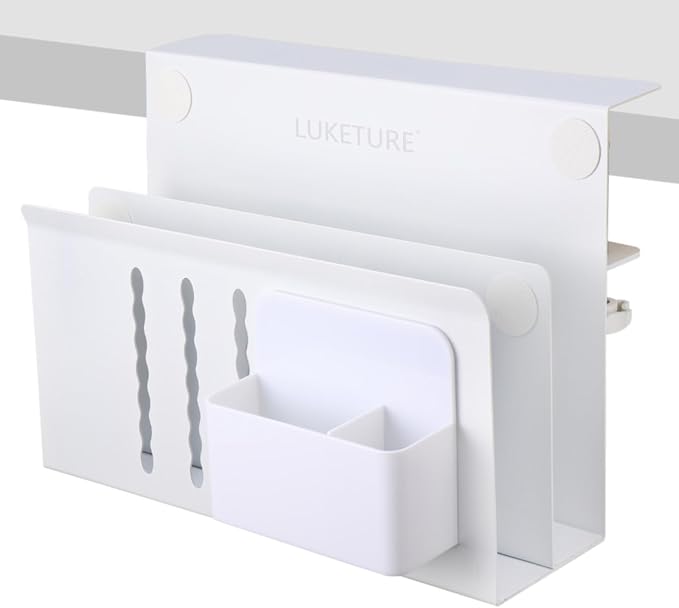 LUKETURE Laptop Holder, Steel Desk Side Storage, No Drill Standing Desk by LUKETURE