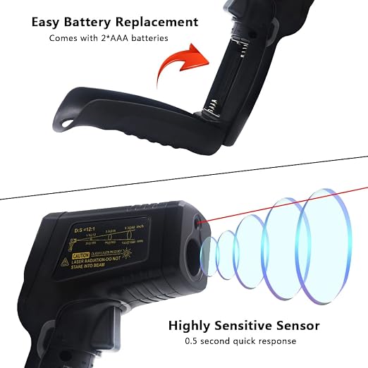 KETOTEK Infrared Thermometer Non Contact IR Digital Laser Temperature Gun - Image 3