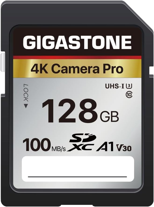 GIGASTONE 128GB SD Card, 4K Camera Pro, A1 V30 SDXC Memory Card 4K UHD Video by Gigastone