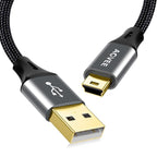 AGVEE 2 Pack 1ft Mini USB Cable, Braided Durable USB-A to Mini-B Charger by AGVEE