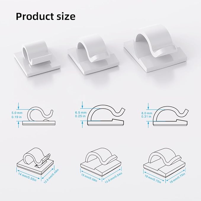 100 PCS White Adhesive Cable Clips Cord Organizer, Wire Holder - Image 3