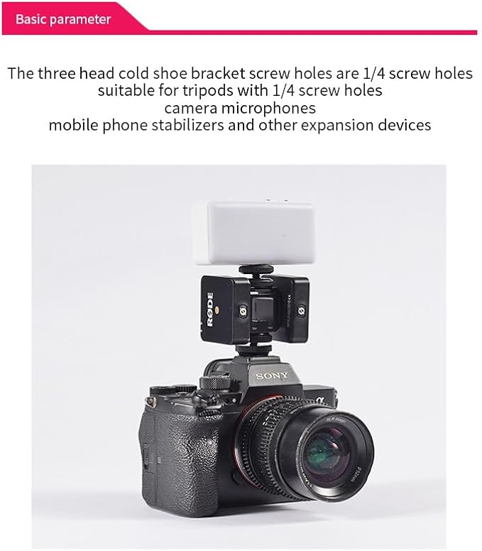 Aluminum Camera Cold Shoe Mount, Hot Shoe Extension Camera Flash Bracket - Image 4