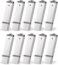 KEXIN 16 GB Flash Drive 10 Pack 16GB Thumb Drive Multipack Silver Jump Drives by Home