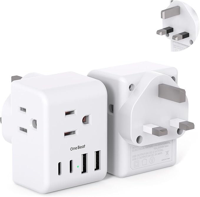 2 Pack US to UK Ireland Travel Plug Adapter, Type G Power Plug Adapter by OneBeat