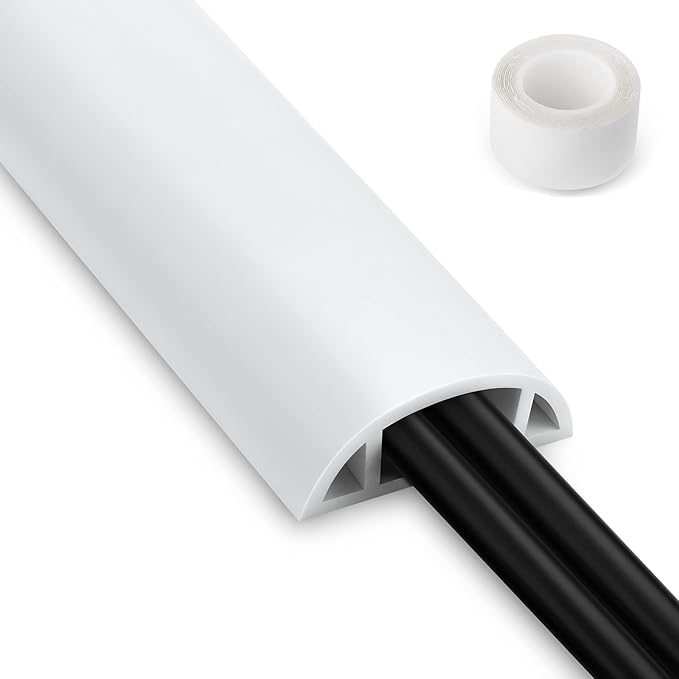 Cord Hider Floor - 3FT White Cord Cover by LZEOY
