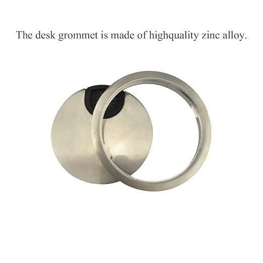 HAHIYO 1Pcs 3.15Inch/80mm Brushed Silver Zinc Alloy Desk Grommet Wire Grommet - Image 3