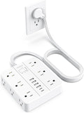 Flat Plug Surge Protector Power Strip, HUNIAN 12 Widely Spaced Outlets by HUNIAN
