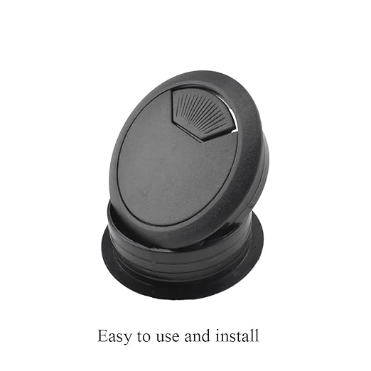HAHIYO 2Pcs 2Inch/50mm Black ABS Plastic Sector-shaped Desk Grommet Wire - Image 5