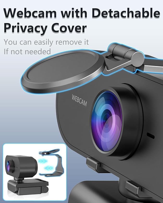 2K Webcam for pc with Microphone, Privacy Cover Slider Streaming Web cam for - Image 4