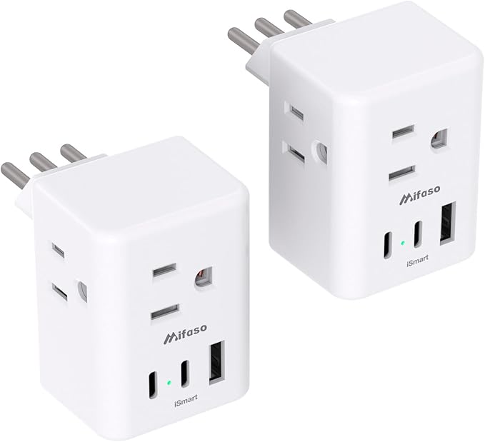 2 Pack Italy Travel Plug Adapter, Type L Power Adapter by Mifaso