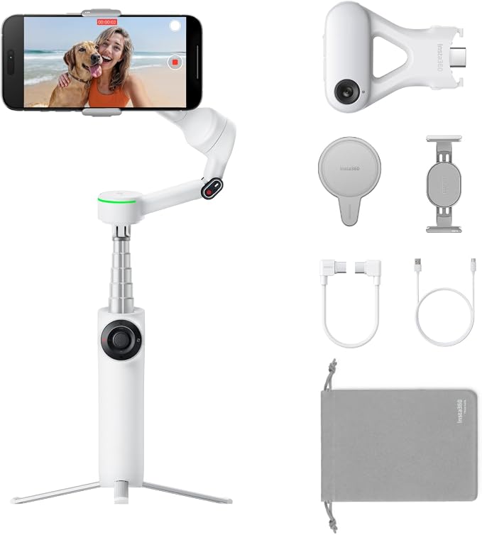 Insta360 Flow 2 Pro Ultimate AI Bundle – Foldable AI Phone Gimbal Stabilizer by Insta360