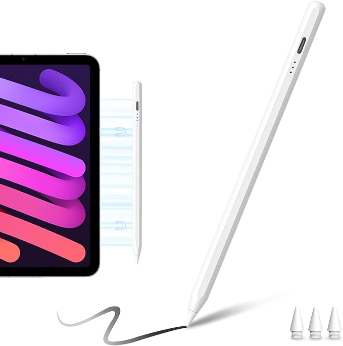 Stylus Pen for iPad, Tilt Sensitivity Palm Rejection Fast Charge Stylus Pencil by ECOPESTUGO