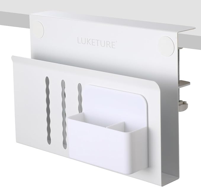 LUKETURE Laptop Holder, Steel Desk Side Storage, No Drill Standing Desk by LUKETURE
