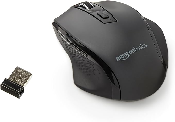 Amazon Basics Computer Mouse Wireless, 2.4 GHz Optical, DPI Adjustable by AmazonBasics