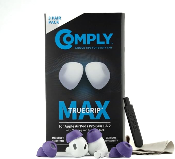Comply TrueGrip MAX | Premium Memory Foam Replacement Earbud Tips by ComplyFoam