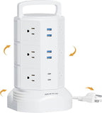 Power Strip Tower Surge Protector, JACKYLED 12 Outlets 6 USB Charging Station by JACKYLED