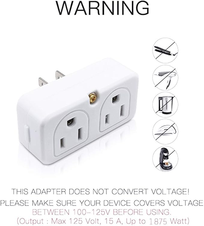 SYCON Adapter Outlet Extender, 2-Prong Mini Wall Plug - Image 5