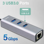 Opro9 4-in-1 USB C to Ethernet Hub, USB OTG Network Adapter, 3xUSB 3.0 - Image 3