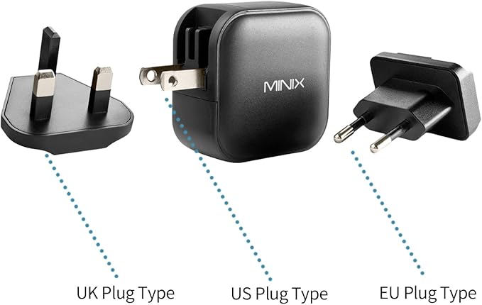 MINIX 66W Turbo 3-Port GaN Wall Charger 2 x USB-C Fast Charging Adapter - Image 4