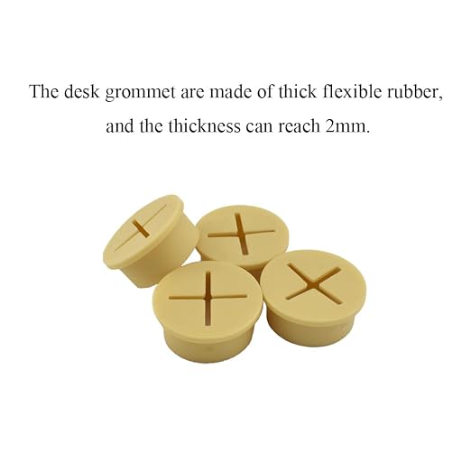 HAHIYO 4Pcs 1Inch/25mm Yellow Flexible Rubber Desk Grommet Wire Grommet Cable - Image 3
