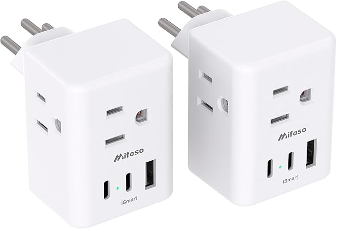 2 Pack Switzerland Travel Plug Adapter, Type J Power Adapter Works in by Mifaso