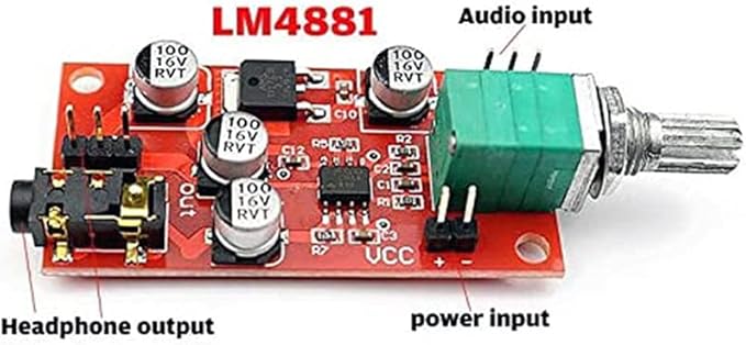 Taidacent DC 3.6v-12v LM4881 Headphone Amplifier Board 3.5 mm Headphone Jack - Image 4
