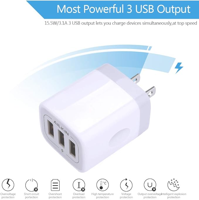 USB Plug-in Wall Charger, Charging Block, Kindle Fire, all USB Brick Base - Image 3