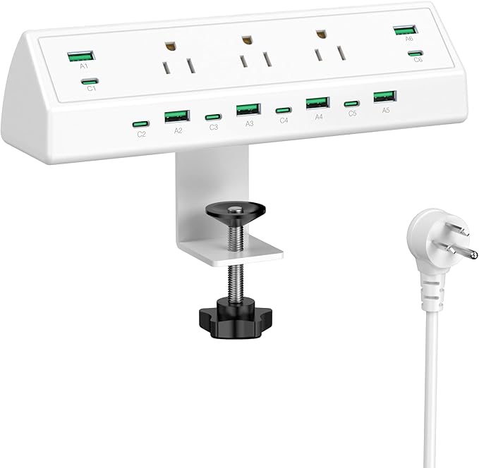 Jgstkcity 90W Desk Clamp Power Strip, 12 USB Ports, Surge Protector, ETL Listed by Jgstkcity