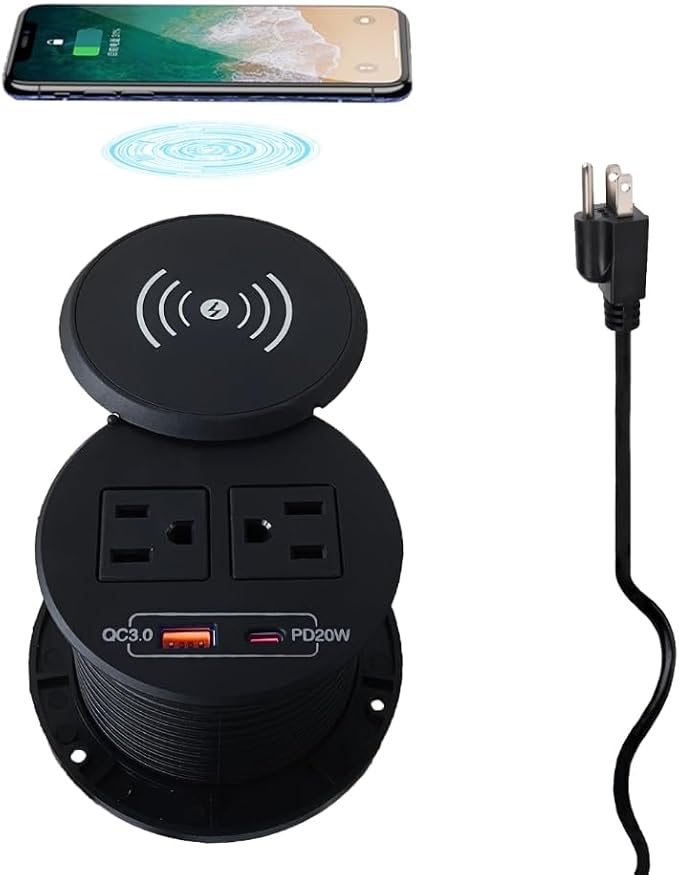 ZESHAN Desk Power Grommet Desktop Power Outlet Sofa Table Outlet by ZESHAN