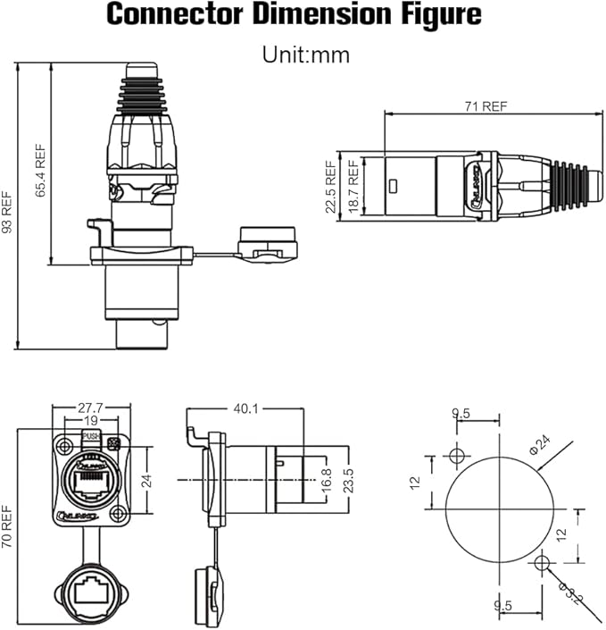 RJ45 Connector, Waterproof Metal Ethernet Cable Connector, Aviation Dual Port - Image 2