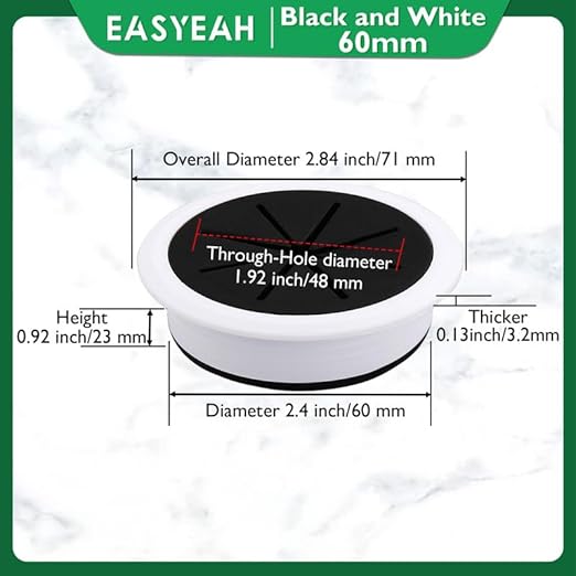 2 Pcs Desk Grommet 2-3/8" / 60 mm, Desk Hole Cover - Image 9