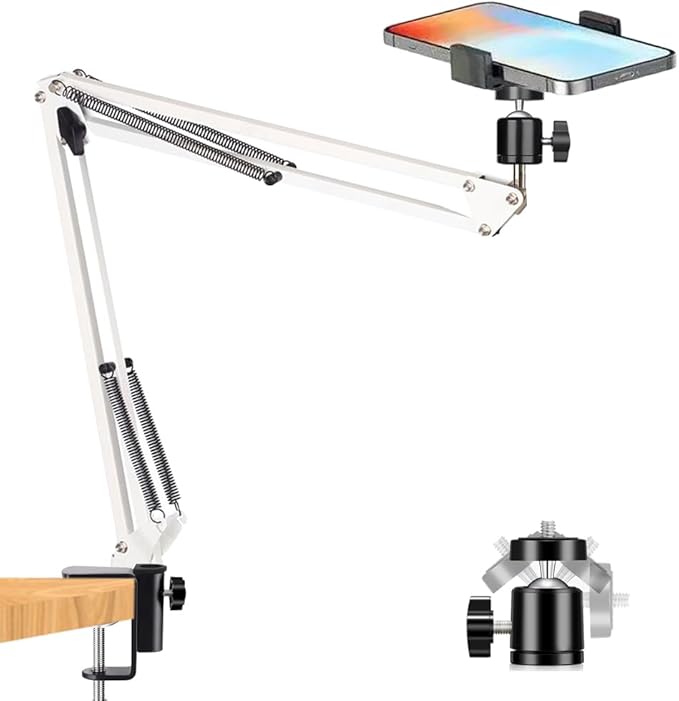 Overhead Tripod Mount for Camera Webcam Ring Light, Over Head Articulating Arm by YIYANT