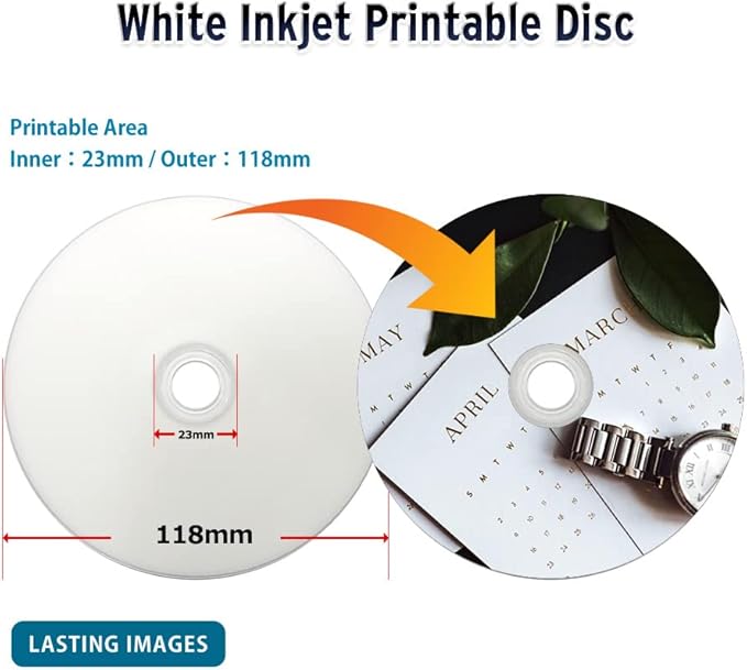 CD-R 700MB 52X White Inkjet Hub Printable Recordable Media - Image 3