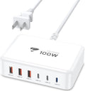 USB C Fast Charger, 100W GaN 6 Port USB C Fast Charging Station Hub Block Cube by AIONE