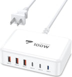 USB C Fast Charger, 100W GaN 6 Port USB C Fast Charging Station Hub Block Cube by AIONE