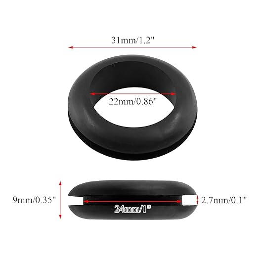12 Pcs Rubber Grommets, 7/8" Inside Diameter 1" Drill Hole Rubber Wire Grommets - Image 2