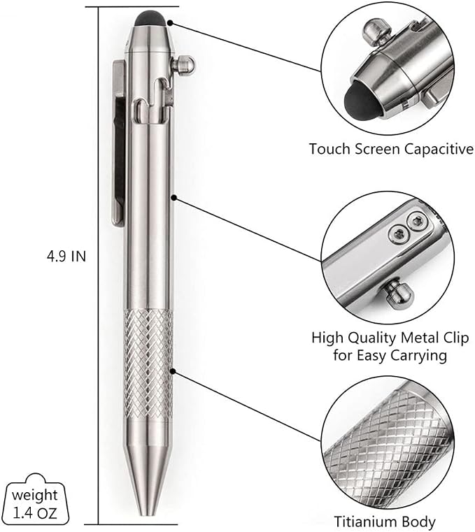 Cool Hand 4.9'' Titanium Bolt Action Pen Stylus - Image 6