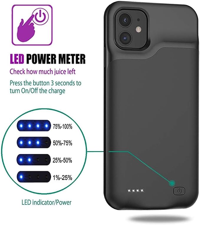 Battery Case for iPhone 11, 7000mAh Slim Portable Rechargeable Smart Protective - Image 2