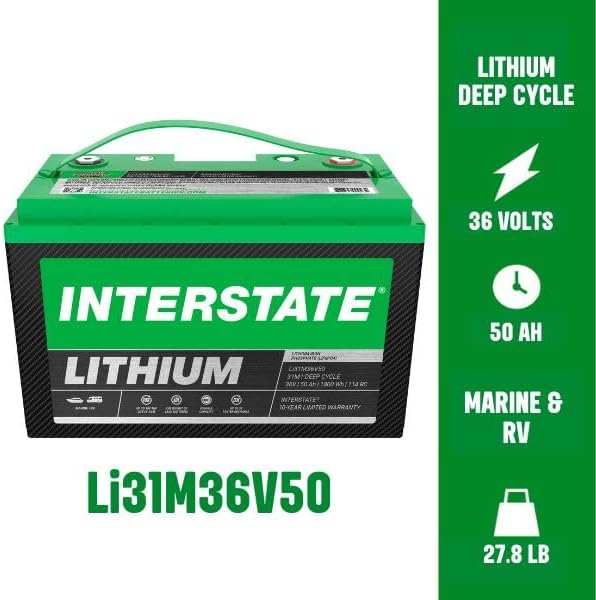 Interstate Batteries 36V 50Ah Group Size 31M Lithium Marine/RV Deep Cycle - Image 2