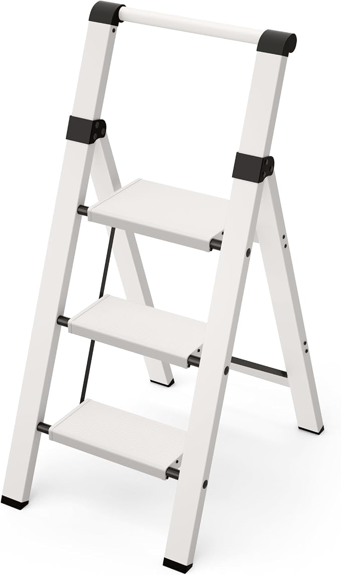 Taranta 3 Step Ladder, Lightweight Aluminum Step Stool by TARANTA