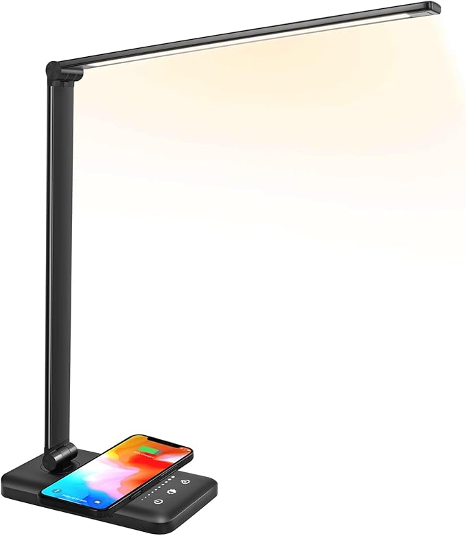 LED Desk Lamp with Wireless Charger, USB Charging Port, 10 Brightness, 5 Color - Image 9