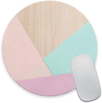 Round Mouse Pad, Wood Pink Green Purple Splice Mouse Pad, Washable Gaming by Armanza