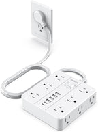 Power Strip Flat Plug with 12 Outlets 6 USB, SMNICE Surge Protector Charging by SMNICE