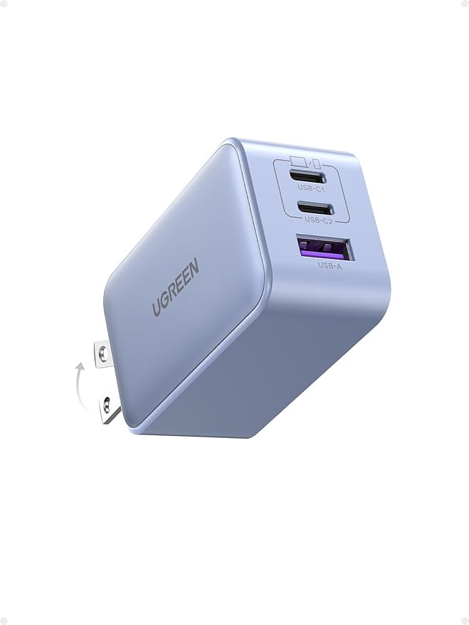 UGREEN 65W USB C Charger Block, Nexode 3-Port GaN Fast Type C Charger, Compact by UGREEN