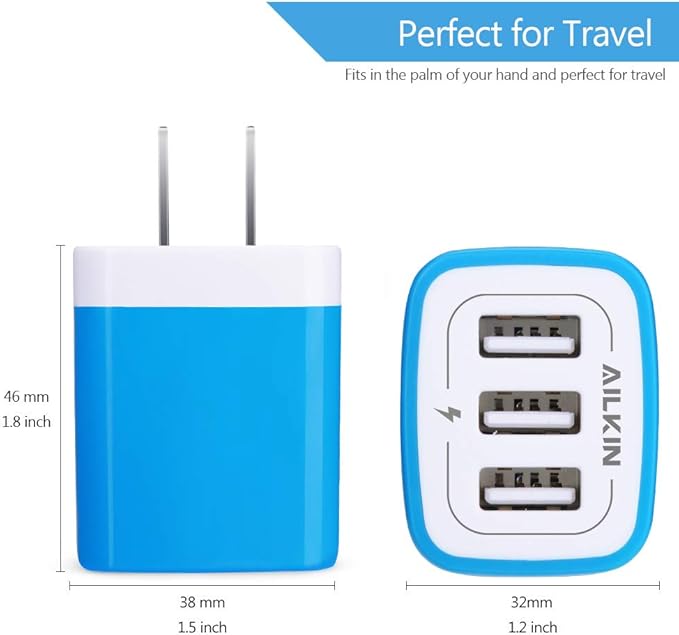 Wall Charger, USB Charger Adapter, 3.1A/3Pack Muti Port Fast Charging Cube - Image 4