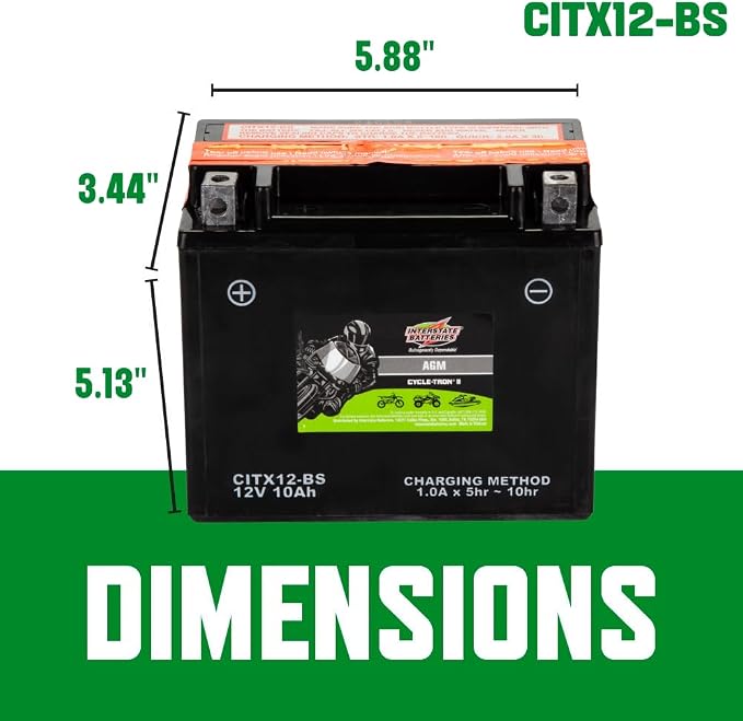 Interstate Batteries YTX12-BS 12V 10Ah Powersports Battery 175CCA AGM - Image 4