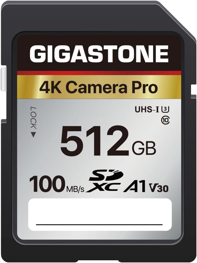 GIGASTONE 512GB Memory Card 4K Pro Series Speed Up to 100MB/s Compatible by Gigastone